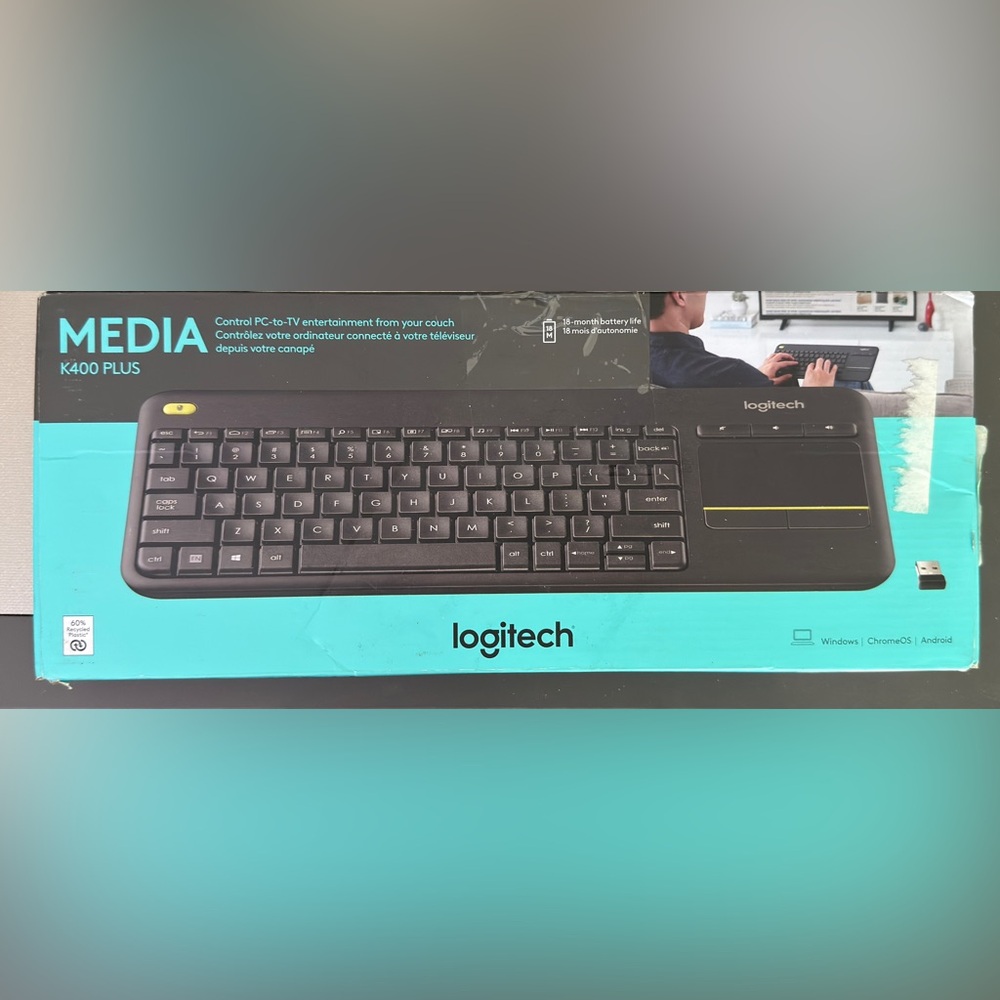 Logitech Media K400 Plus Black Wireless Keyboard with Touchpad